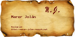 Marer Jolán névjegykártya